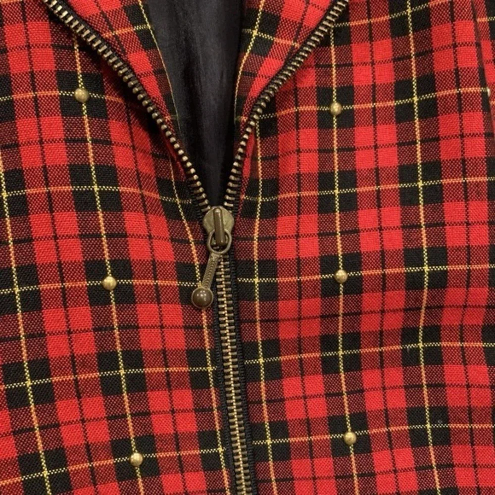 Vintage N.R.1 Red Plaid Blazer Size 8‎ Made in USA Punk Grunge Preppy 90s Y2K